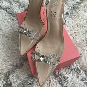 SIMMI London lucite heels with diamanté bows